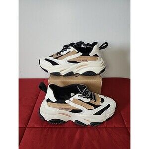 Steve Madden Possession Sneakers Black Tan Chunky Platform 7M